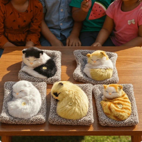 Sleeping Cat Plush Toy with Sound